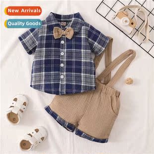 2022 new plaid spring printe gentleman autumn small Boys