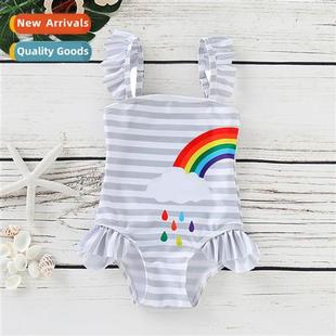 swimsu 2021 small summer rainbow striped bikini Girls new