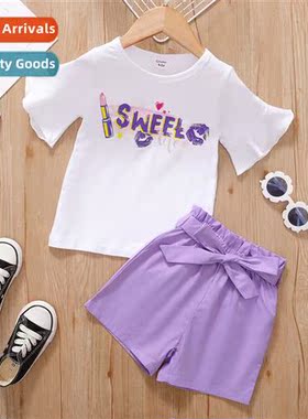 Girls Spring  Autumn 2022 new n flared sleeve letter print t