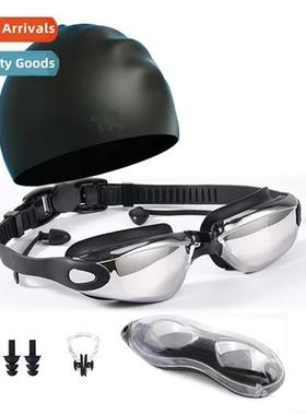 One- earplug plating anti-fog swimming goggles new silice ad