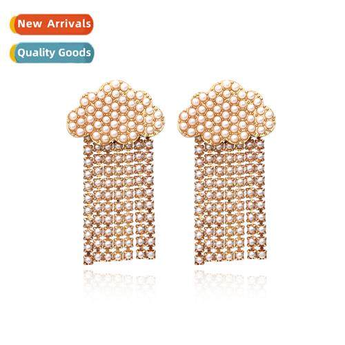 New simple cloud pearl earrings retro fashi tassel earrings