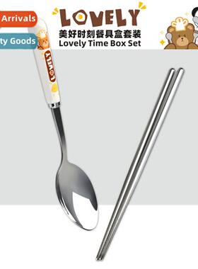 Stainless Steel Cutlery Spo Chopsticks Set Carto Cute Studen