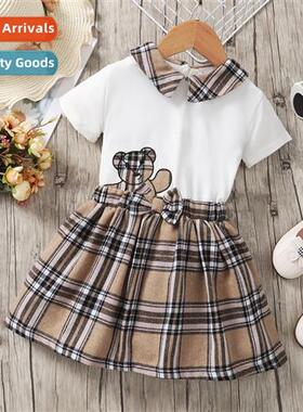 Girls spring  fall  2022 new n n bear print short-sleeved to