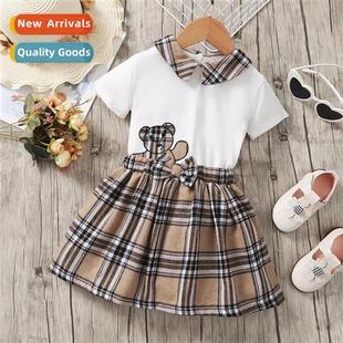 bear fall sleeved short print new 2022 spring Girls