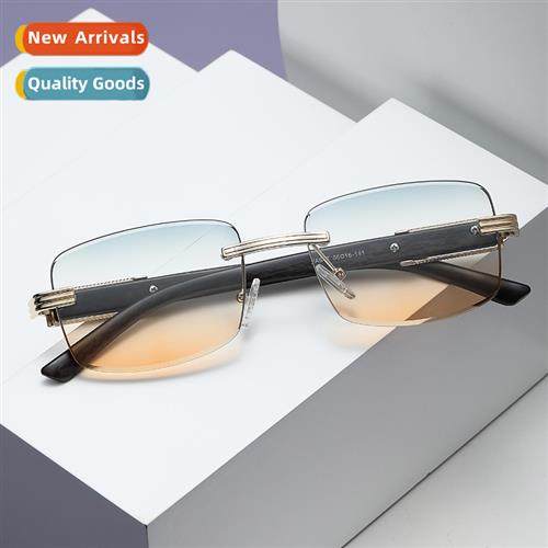 2022 new wood grain feet leopard head diamd cut edge sunglas