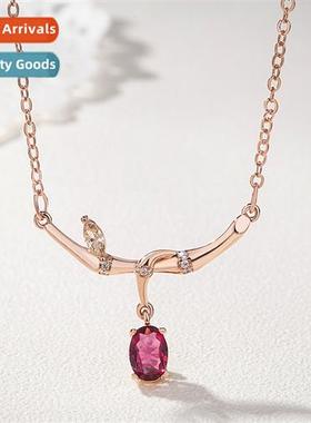 n new Mori lerature rose red leaf necklace female diamd zirc