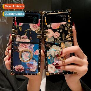 适用Samsung Z Flip45 Flower  Peony Flower Square Phone Case