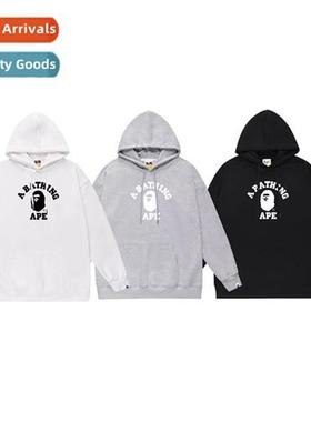 Tide br BA ape head LOGO letters printed hooded sweatshirt l