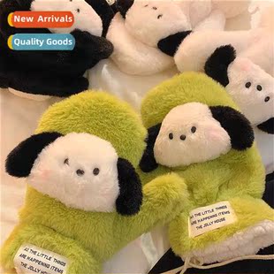 Cute puppy plush gloves ins wind winter warm thickened stude