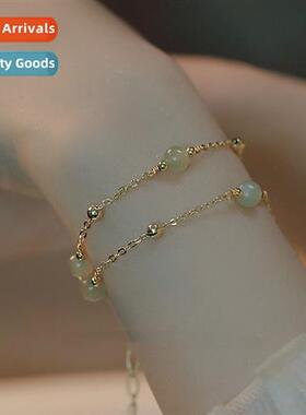 2023 new double chain Hetian jade bracelet ins niche    temp