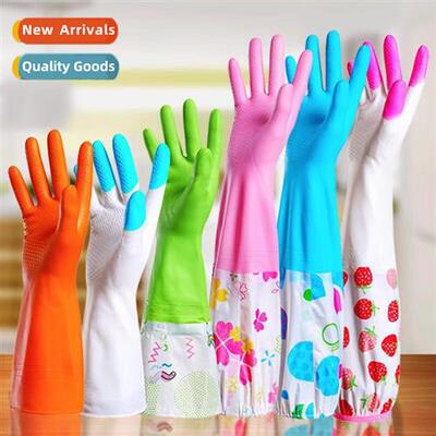 Winter padded thickened lg warm cott rubber gloves housework