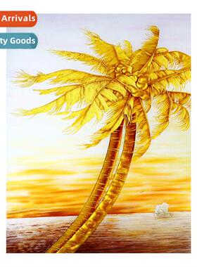 Hmade Simple Full Stch Golden Sunset Cocut Tree Cross Stch L
