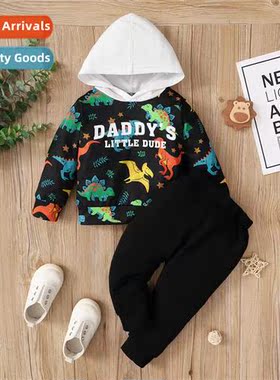 Boys spring  autumn  2022 new n dinosaur print lg-sleeved to