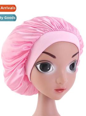 kids wide brim elastic sleep cap  care cap kids satin bnet K