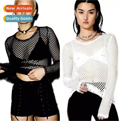 2022 Spring  Summer New Mesh Bottom Shirt for Women