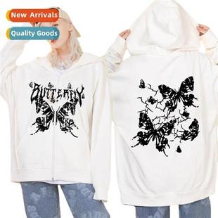 butterfly zipper hoodie new loos cold women 2023 sweater