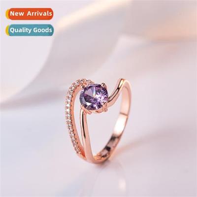 The new diamd zircia purple diamd ring female      full  dia