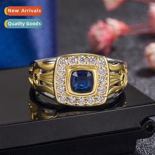 ring blue sapphire cry retro two business Diamd mens