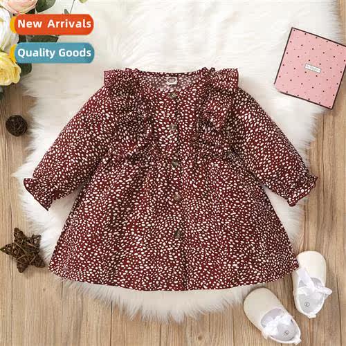 Girls Spring  Autumn 2021 new n polka dot floral ruffle lg-s
