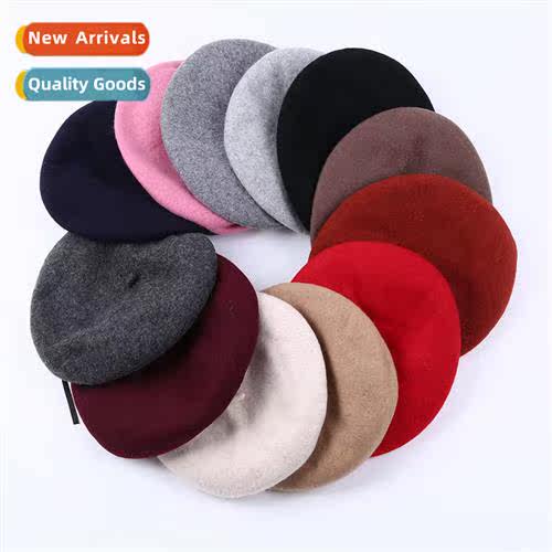 in  fall  winter wool elastic b adjustable beret Belle warm
