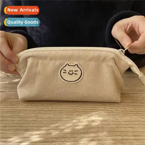 Cute cat dog canvas pencil bag dirt-resistant student pencil
