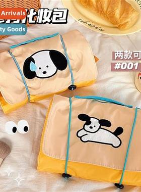 ins puppy cosmetic bag removable mesh storage bag large capa