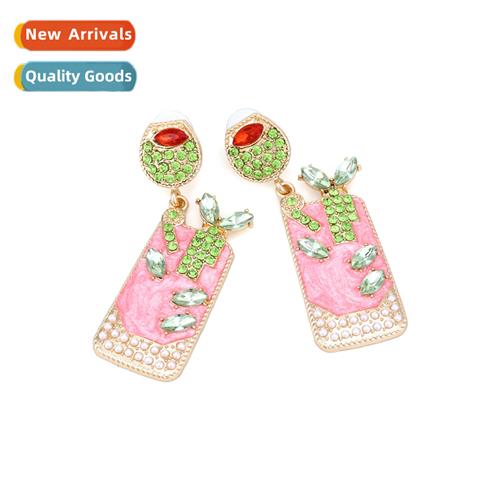 Fashi light luxury style oil drop wine glass earrings wh col