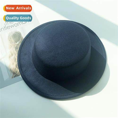 2021 Autumn and Winter Bowler Hat Flat Top Womens Felt Hat J