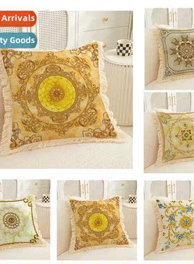 Bohemian style tassel print pillow B&B hotel decorative cush