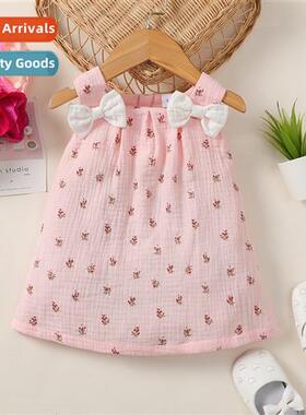 Girls Spring  Autumn 2023 new n sleeveless small flowers in