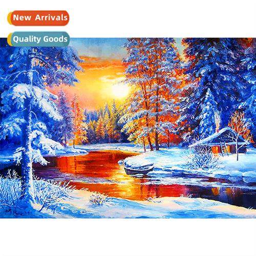 New forest snow house lscape diamd painting modern living ro