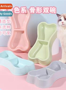 Macaro Color Be Plastic Double Bowl Pet Bowl Cat Food Bowl D