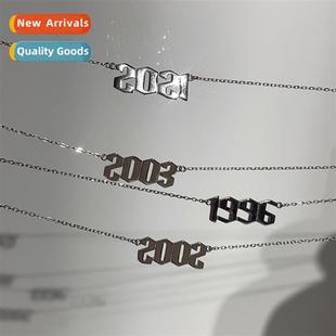 plated digal cold new wind niche silver necklace 2021 year
