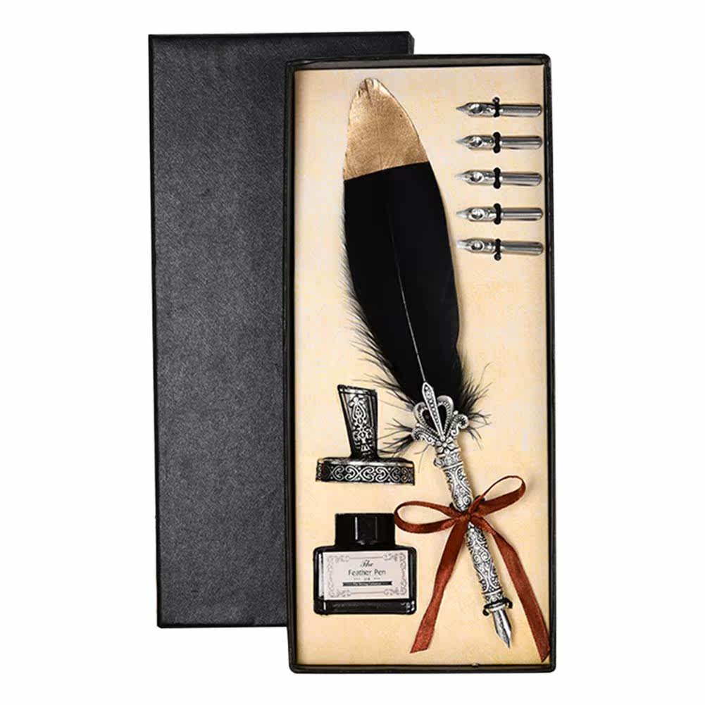 upscale calligraphy feather dip pen set copper pen handle st