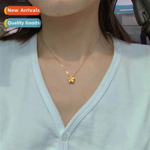 Copper gold-plated trans beads  small peach blossom necklace