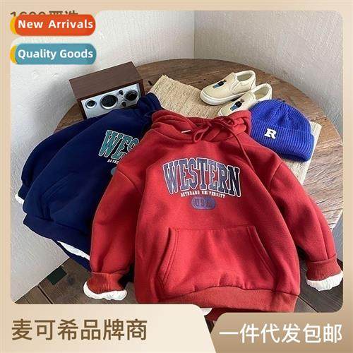 Boys padded sweater childrens winter boys baby thickened hoo
