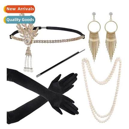 1920s Gatsby Bachelorette Party Set Decorati Headdress Neckl