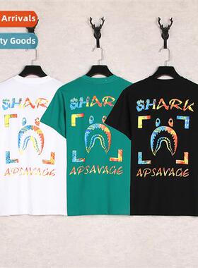 Shark ape head fun graffi couple dress summer short sleeve m