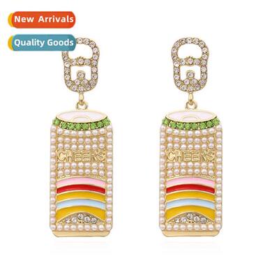 New exaggerated geometric diamd pearl earrings retro fashi a