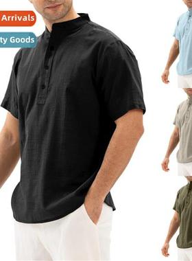 2022 spring  summer new mens solid color st-up collar butt l