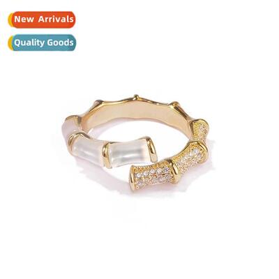 Genuine gold plating  cold wind cats eye bamboo open ring fa