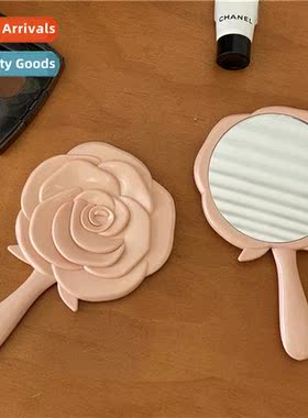 Teenage girl heart rose flower small makeup mirror portable