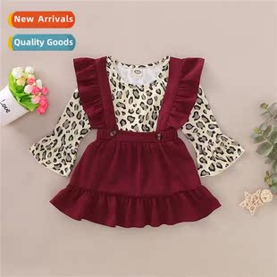 2020 fashi print fall blous leopard new sleeves Girls flared
