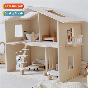 Cream ins wooden girls play house doll house baby simulati v