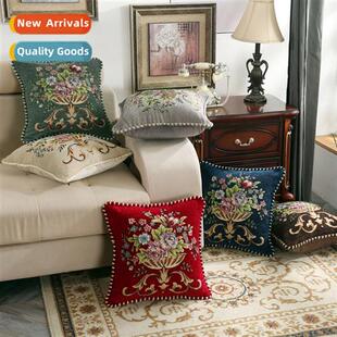 Scinavian light luxury flowers crimped chenille pillow home