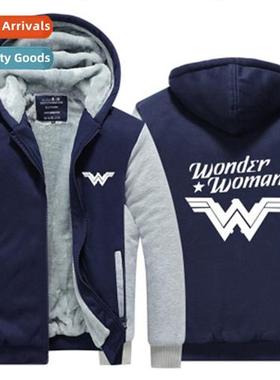 Winter Casual Thickened Navy Hooded Character Collarless Zip