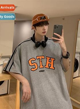 Round neck casual T-shirt men 2022 summer models large size