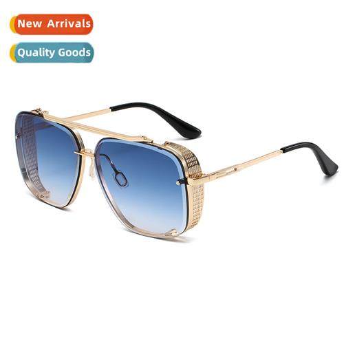 2021 new double beam metal sun glasses cut edge punk hip-hop
