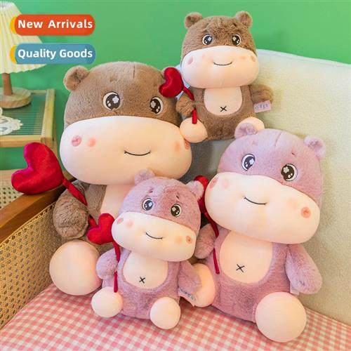 Cute love hippo plush doll cute bed couple sleeping doll cre