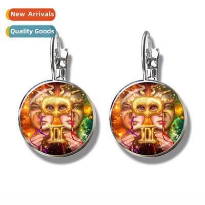 12 Zodiac Earrings Glass Dome Jewellery Zodiac Earrings Wome
